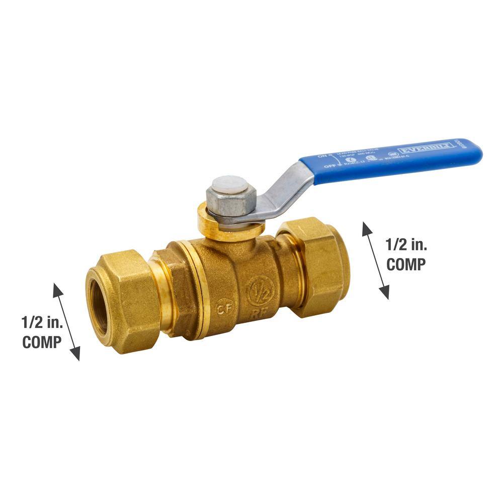 Everbilt 12 in. x 12 in. Brass Compression Full Port Ball Valve 107-023EB