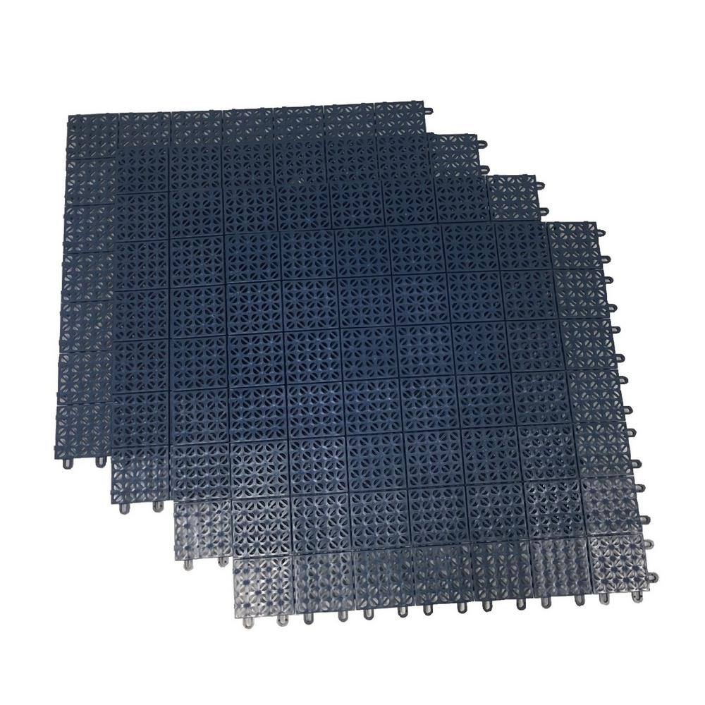 RSI Blue Regenerated 22 in. x 22 in. Polypropylene Interlocking Floor Mat System (Set of 4 Tiles) RSI-IFS-BL-4