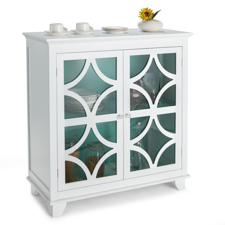 Kitchen Buffet Sideboard with Glass Doors and Adjustable Shelf   36\