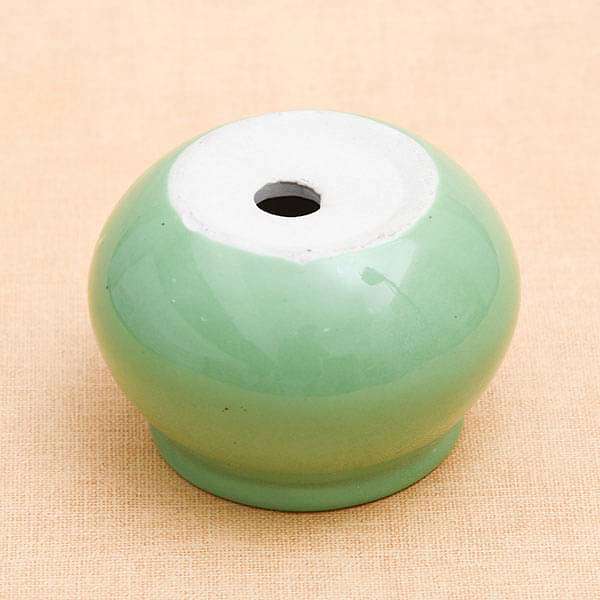 3 inch (8 cm) Handi Shape Round Ceramic Pot (Green) (set of 3)