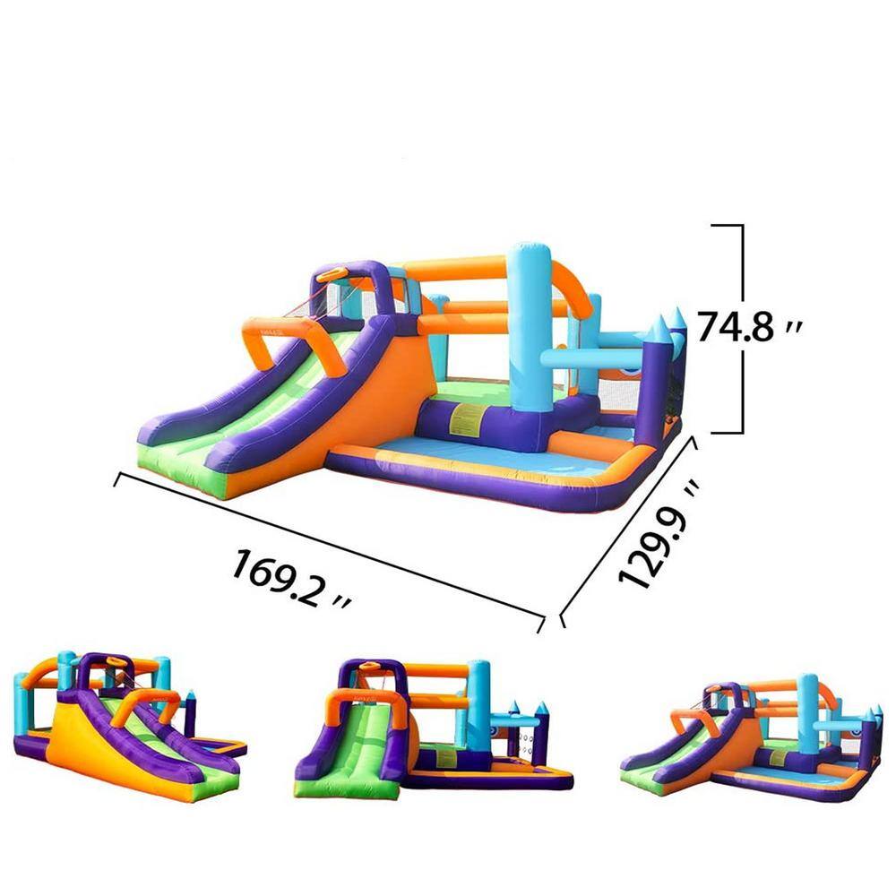 dubbin Large Inflatable Bounce House with Basketball Hoop Dart Target and Huge Jumping Area with 450 Watt Blower FXINC-A004