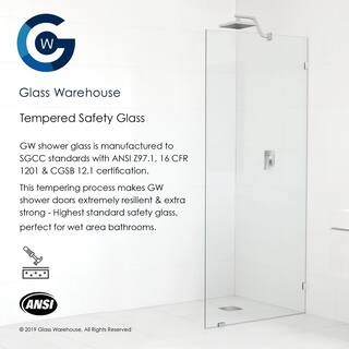 Glass Warehouse 36 in. W x 78 in. H Fixed Single Panel Frameless Shower Door in Brushed Nickel with Fluted Frosted Glass GW-FL-36-BN