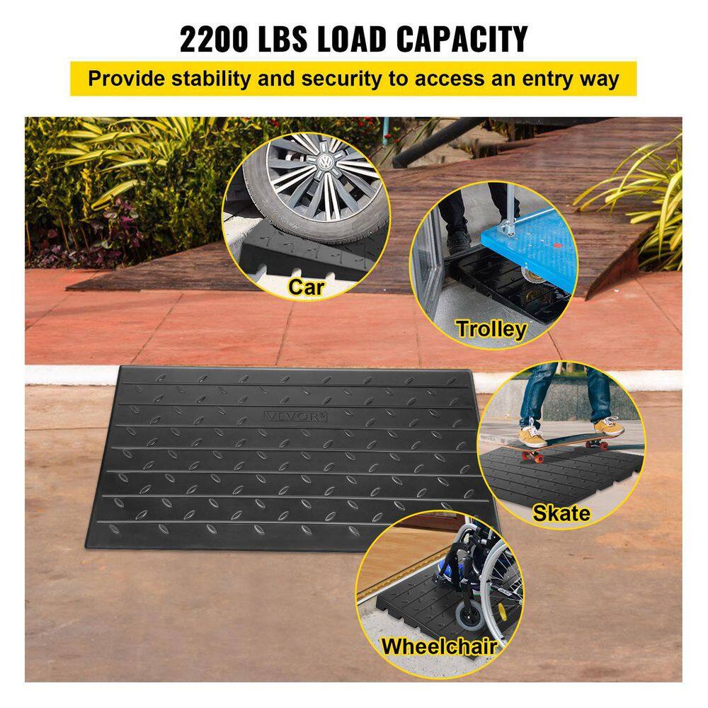 VEVOR Rubber Threshold Ramp 2202 lbs. Load Cap Threshold Ramp Doorway 2.5 in. Rise and 3 Channels for Wheelchair and Scooter WF24X42.5X2.5WSX2V0