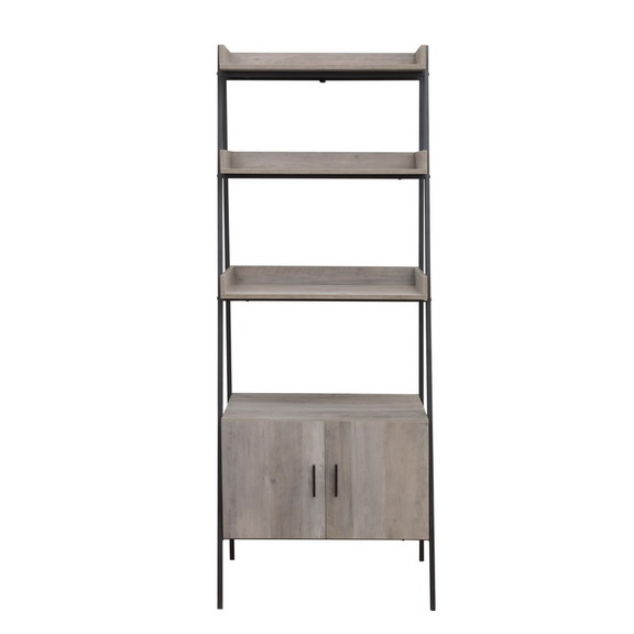 Acme Zakwani Bookshelf  Rustic Oak   Black Finish