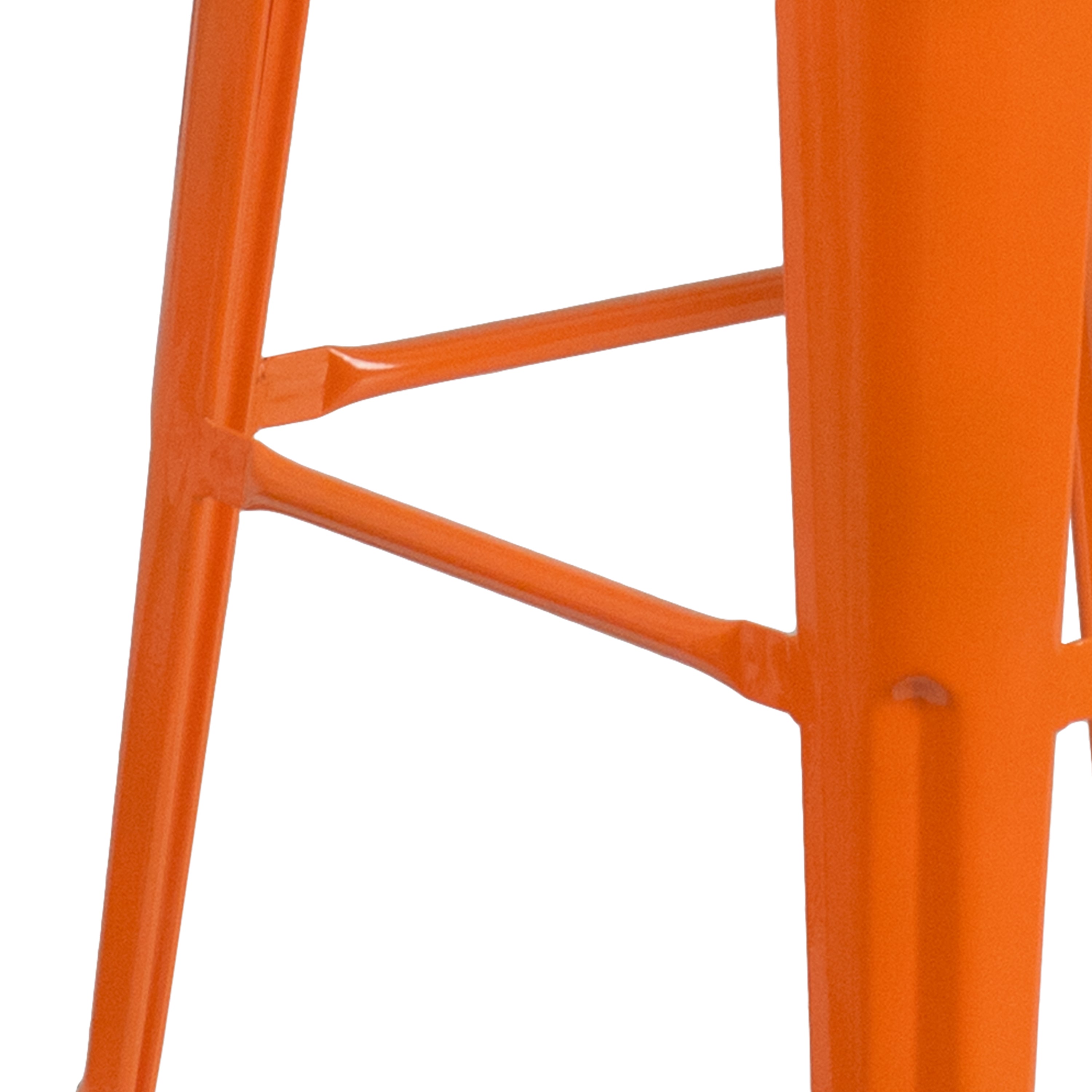 BizChair 30 High Backless Orange Metal Barstool with Square Wood Seat