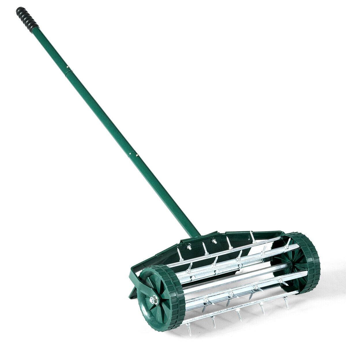 Gymax 18-inch Rolling Lawn Aerator Rotary Push Tine Spike Soil Aeration W/Fender