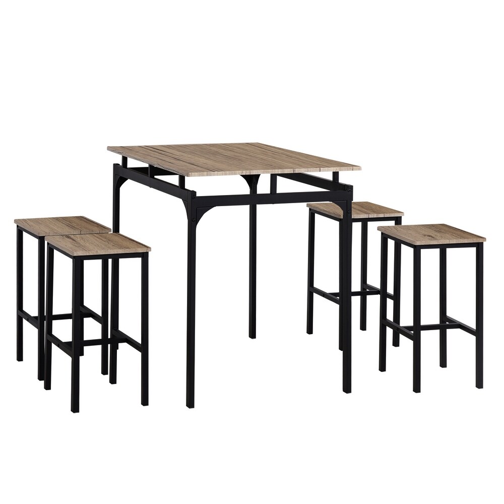 HOMCOM Modern Grey/ Black Industrial 5 piece Counter height Dining Set