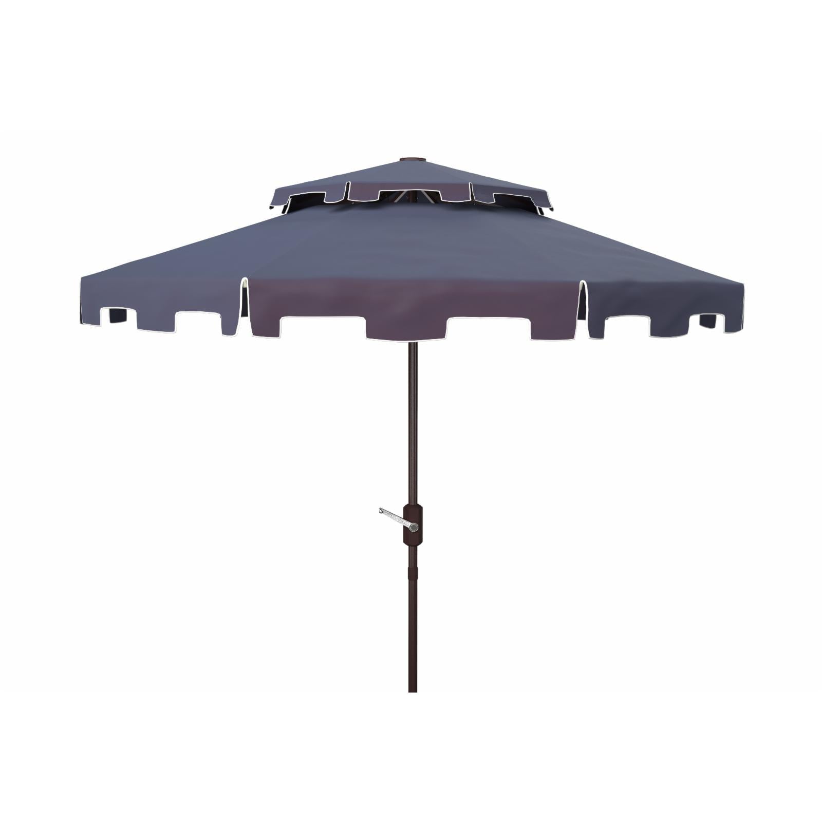 SAFAVIEH Outdoor Collection Zimmerman 9-Foot Market Umbrella Navy/White