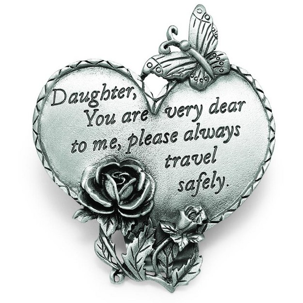 Collections Etc Travel Safely Pewter Heart Visor Clip In Multiple Saying Options With Butterfly And Flower Accents