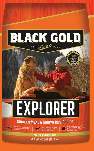 Black Gold Explorer Chicken Meal and Brown Rice Formula Dry Dog Food， 40-lb bag