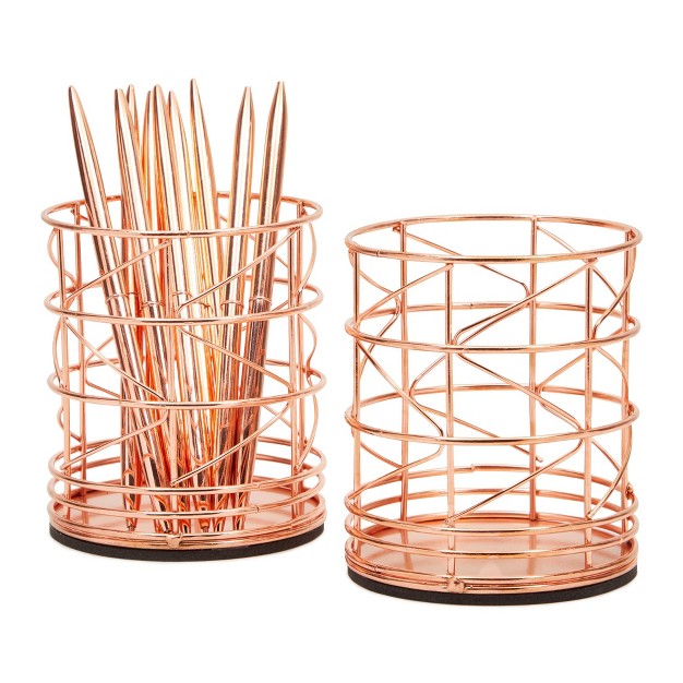 Juvale Juvale 2 pack Rose Gold Pen Holder For Desk Organizer Cup For Pencil Hair And Makeup Brush And Office Supplies