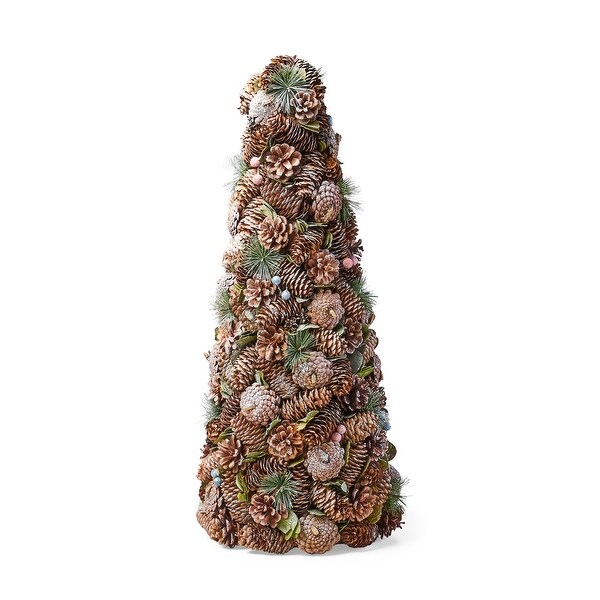 Christopher Knight Home Walt PreDecorated Pine Cone and Glitter Artificial Tabletop Christmas Tree