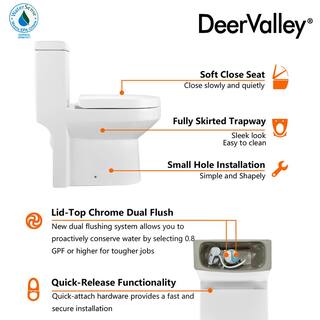 DEERVALLEY Liberty 1-Piece 0.81.28 GPF Dual Flush Elongated High Efficiency Toilet in White Seat Included DV-1F52813