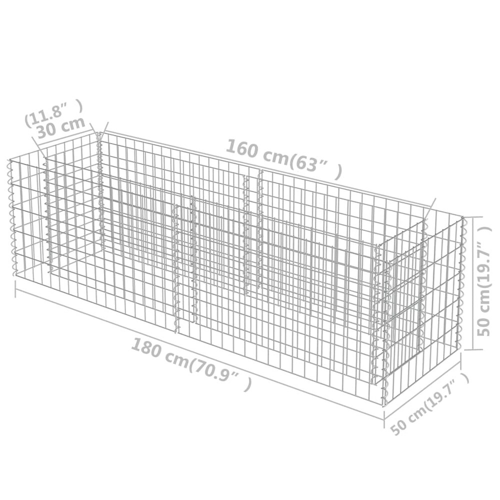 vidaXL Gabion Raised Bed Galvanized Steel 70.9\