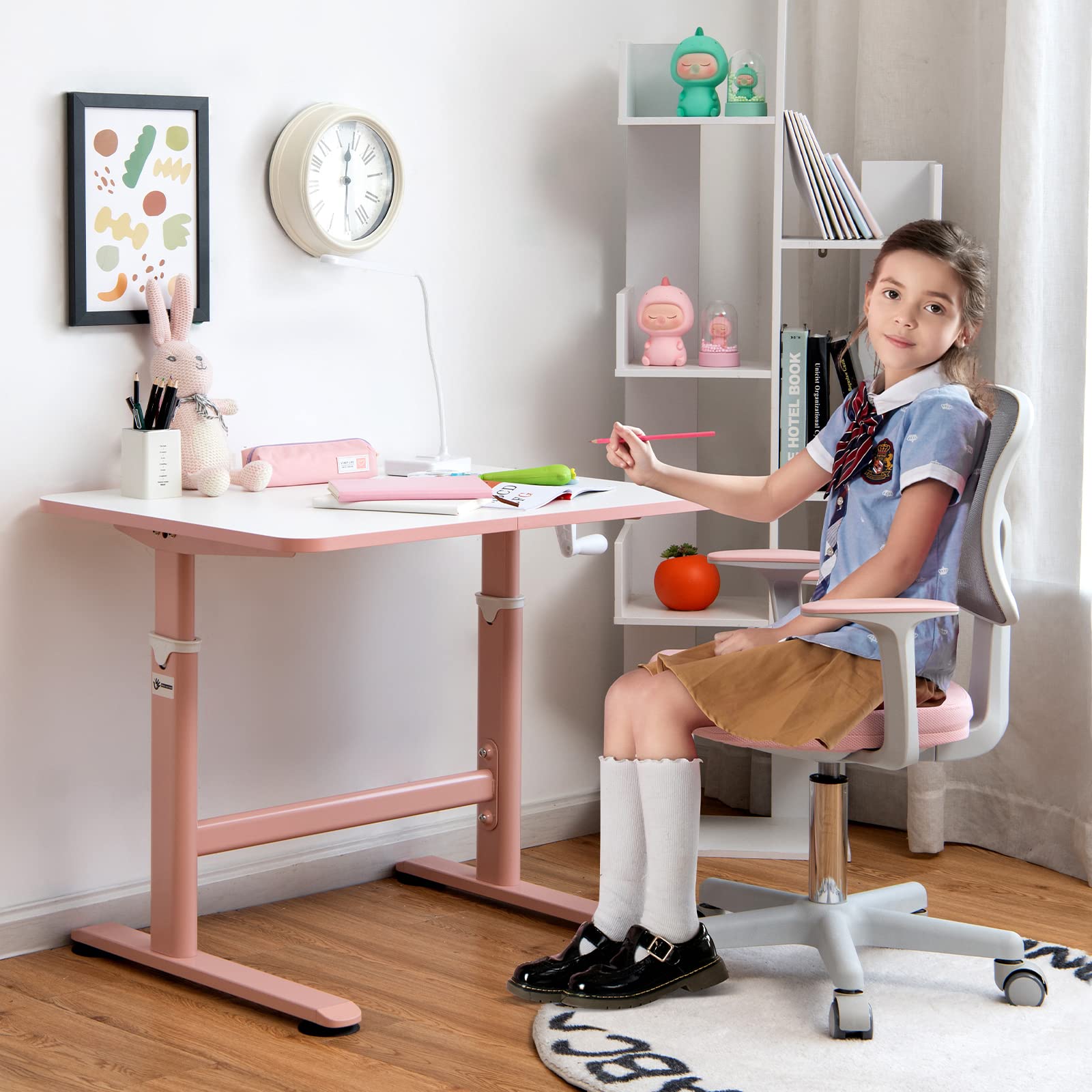 Costzon Kids Desk and Chair Set, Children Study Computer Desk & Chair