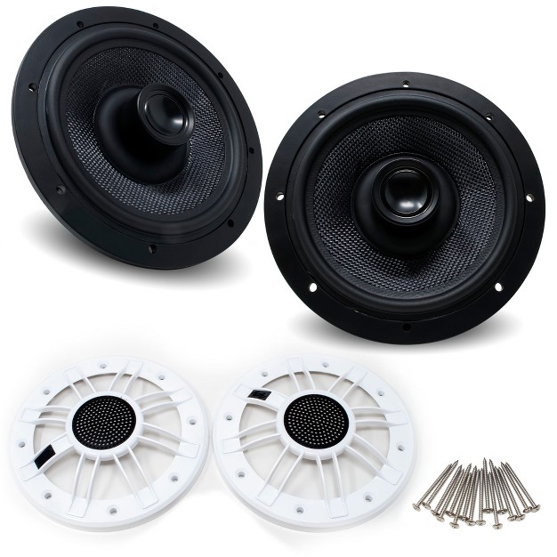 Marine Coaxial Speakers With Mg70 Marine Grills In White