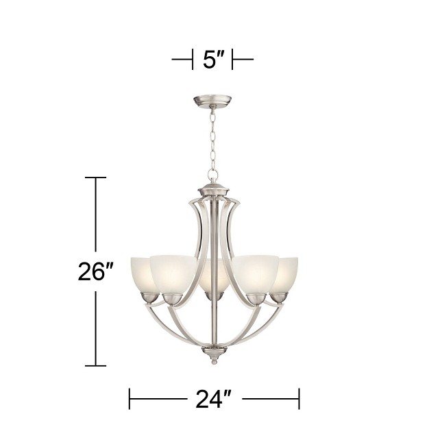 Wide Modern White Glass 5 light Fixture For Dining Room House Foyer Kitchen Island