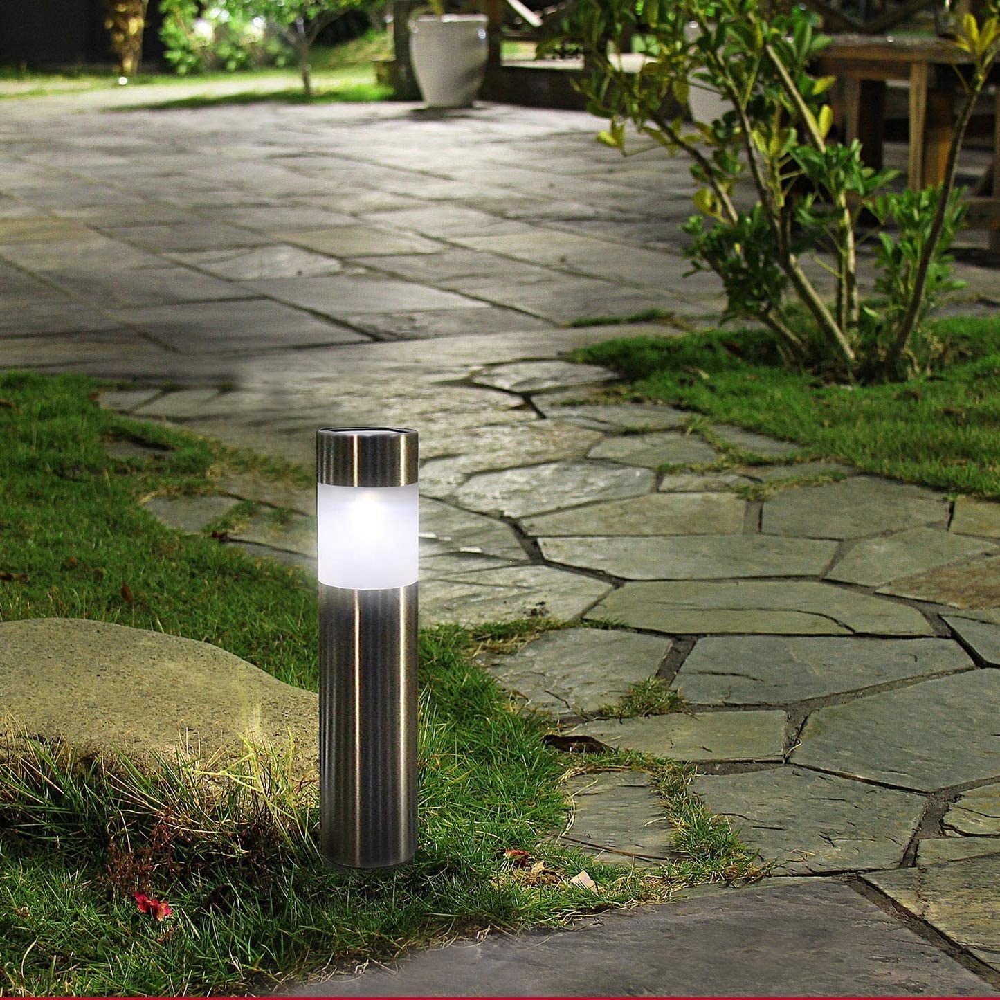 LED Outdoor Solar Lights， 12 Pack Stainless Steel Straight Outdoor Solar Lights - Waterproof