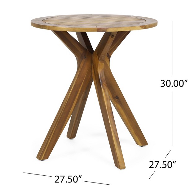 Stamford Round Acacia Wood Bistro Table With X Legs Teak Christopher Knight Home