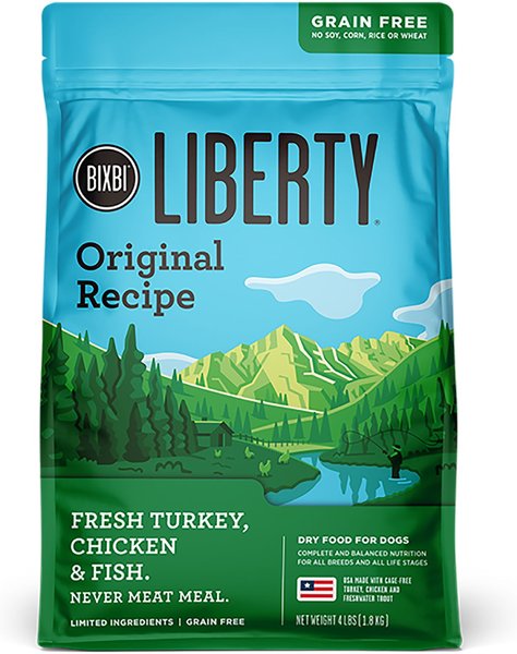 BIXBI Liberty Original Recipe Fresh Turkey， Chicken and Fish Grain-Free Dry Dog Food