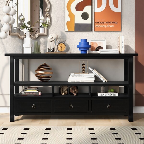 Rustic Solid Console Table with Three Drawers