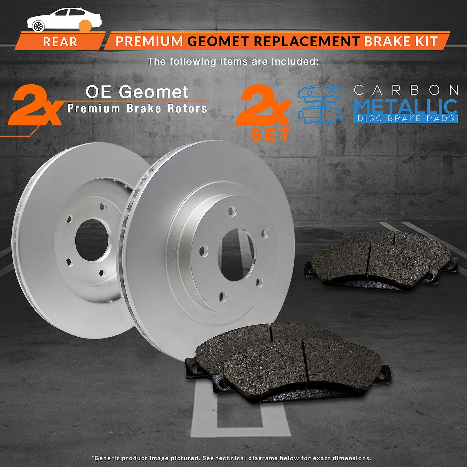 [Rear] Rotors w/Metallic Pads Geomet OE Brakes Fits Santa Fe Tucson Sportage AWD