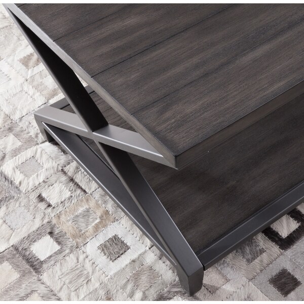 Alton Double X Style Wood and Metal End Table by Greyson Living