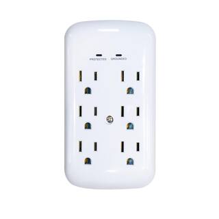 Commercial Electric 6-Outlet Wall Mounted Surge Protector White LA-9A-8