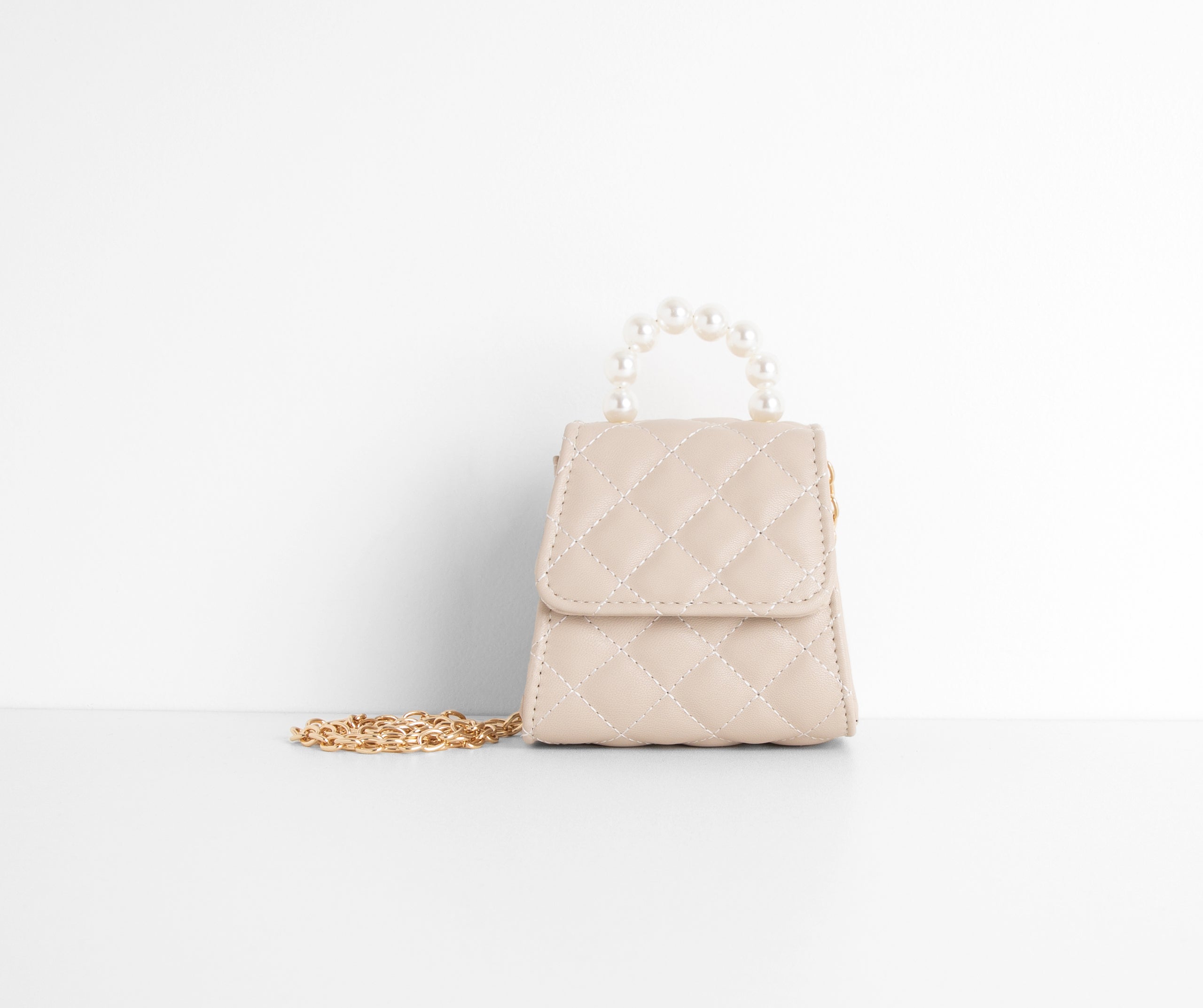 Fancy Babe Pearl Handle Mini Quilted Purse