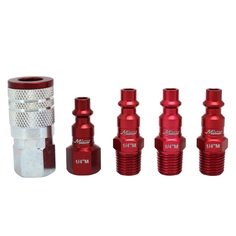 ColorFit® by Milton® S-305MKIT Coupler and Plug Kit ; (M-Style， Red) ; 1/4 NPT， (5-Piece)