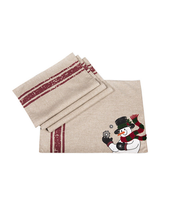 Manor Luxe Joyful Snowman Christmas Placemats 13 x 18 Set of 4