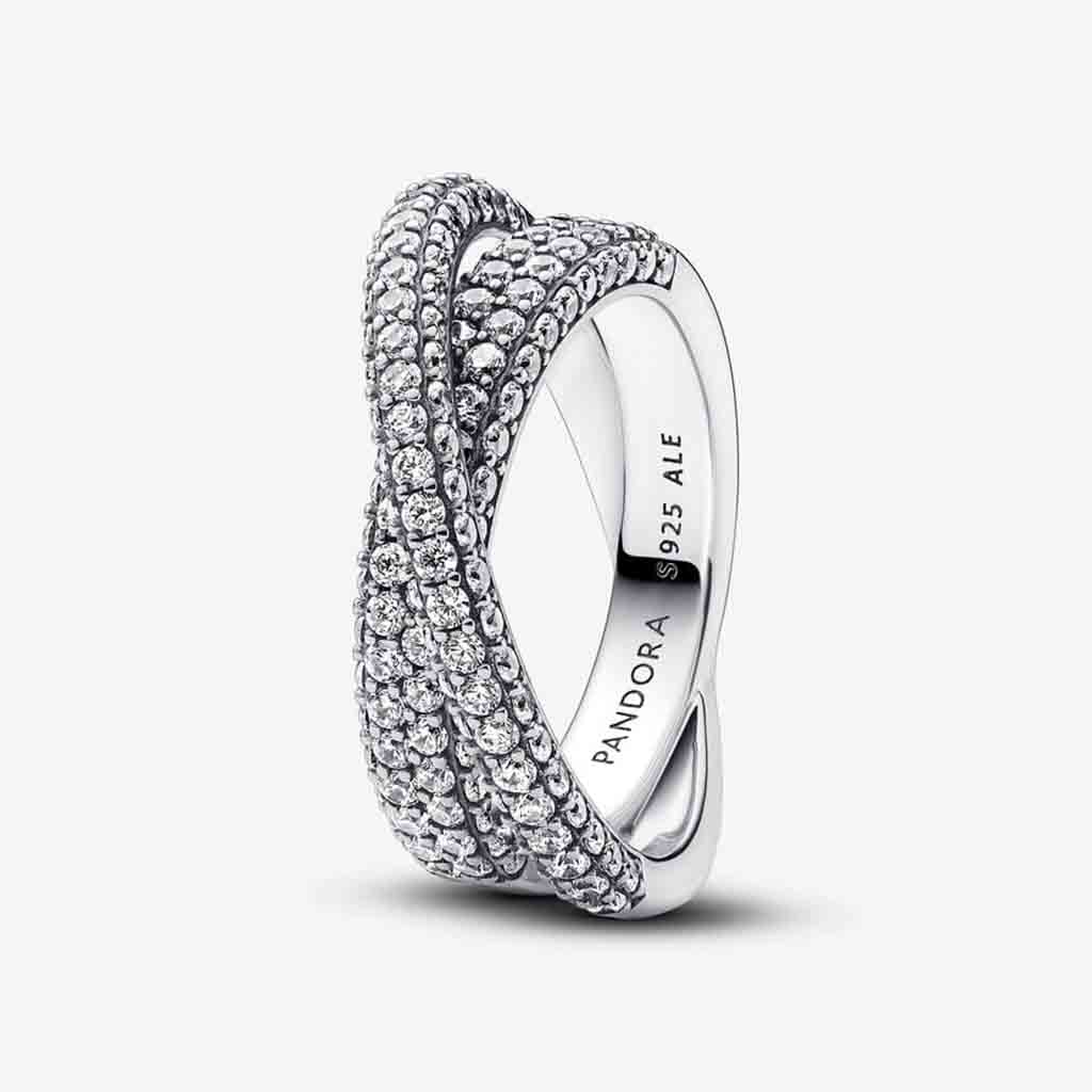 PANDORA  Pandora Timeless Pavé Crossover Dual Band Ring