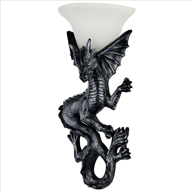 Design Toscano Heraldic Dragon Of Ravenscraig Castle Illuminated Wall Sculpture