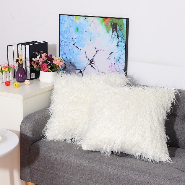 X 18 quot Faux Fur Soft Plush Shaggy Decorative Pillow Cover Piccocasa