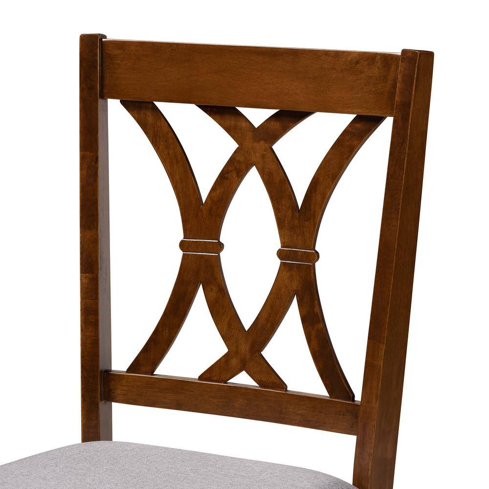 Baxton Studio Augustine Grey and Walnut Brown Fabric Dining Chair (Set of 4) 165-9882-HD