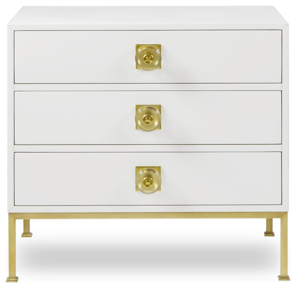 Mallory Chest 3 Drawer White Lacquer   Contemporary   Accent Chests And Cabinets   by Virgil Stanis Design  Houzz