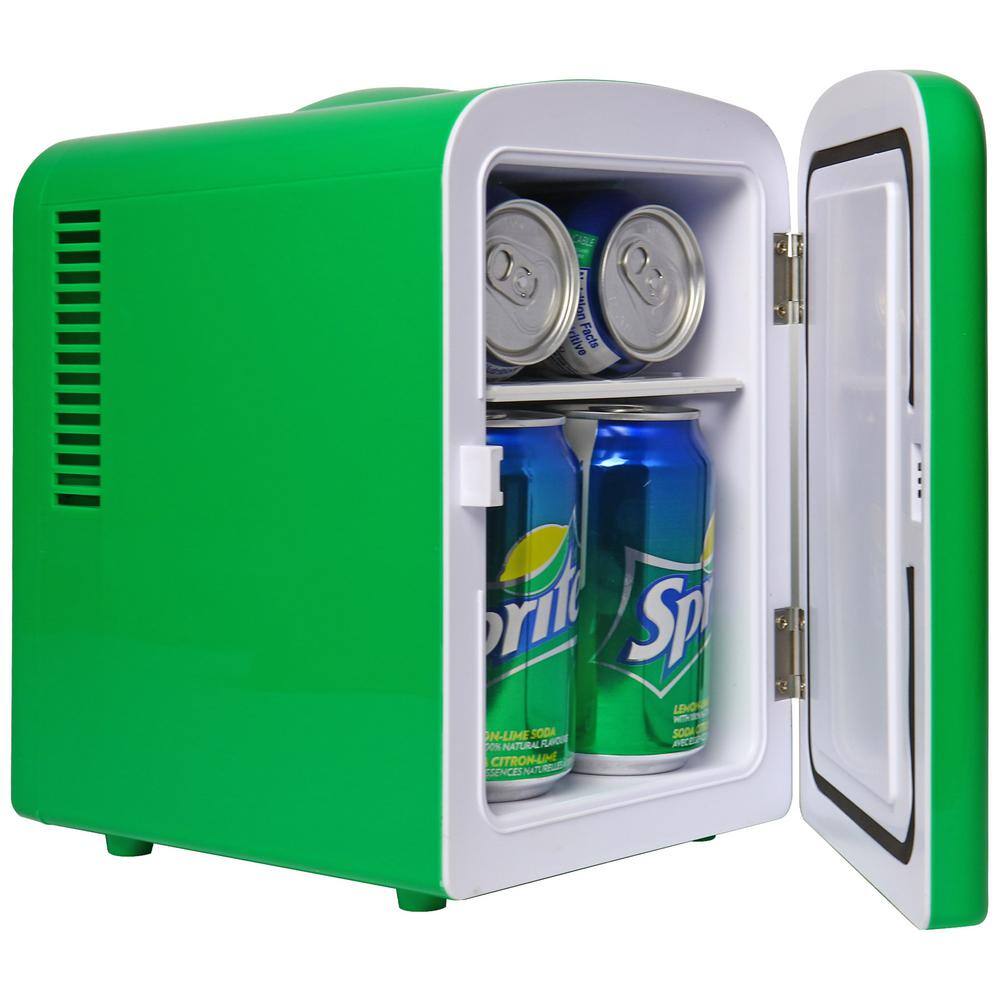 Sprite Coca-Cola Sprite 4L Portable CoolerWarmer Personal Travel Fridge with 12V and AC Cords Green SP04