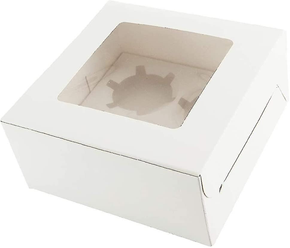 Mu Mianhua 12 Pcs Cake Boxes 4 Holes White Cupcake Boxes Cakes Card With Window