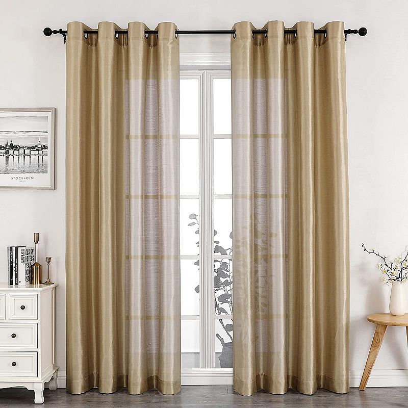 Kate Aurora Artisan Lightweight Transparent Faux Silk Sheer Grommet Single Curtain Panel