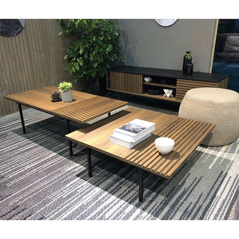 TOZZI Square Coffee Tables 85cm - Walnut & Black