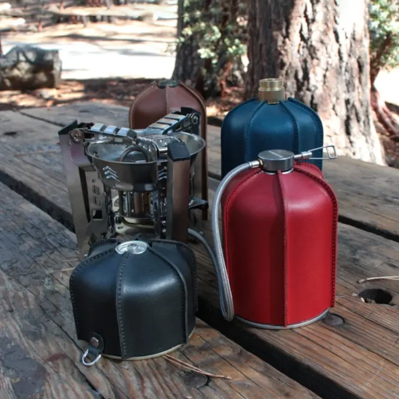 Leather Gas Canister Cover Fuel Can Protector Gas Cylinder Camping Accessory