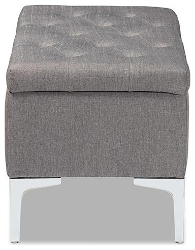 Mabel Modern and Contemporary Transitional Grey Fabric Upholstered and...   Midcentury   Footstools And Ottomans   by Fratantoni Lifestyles  Houzz