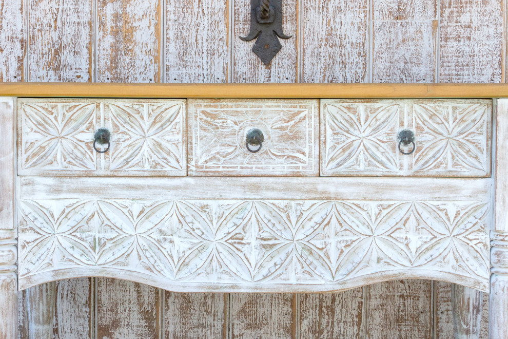 Whitewash Spanish Colonial Nahuala Console Table   French Country   Console Tables   by De cor  Houzz