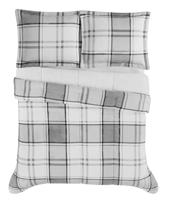 London Fog Ronnie Plaid 3 Piece Comforter Set， Full Queen