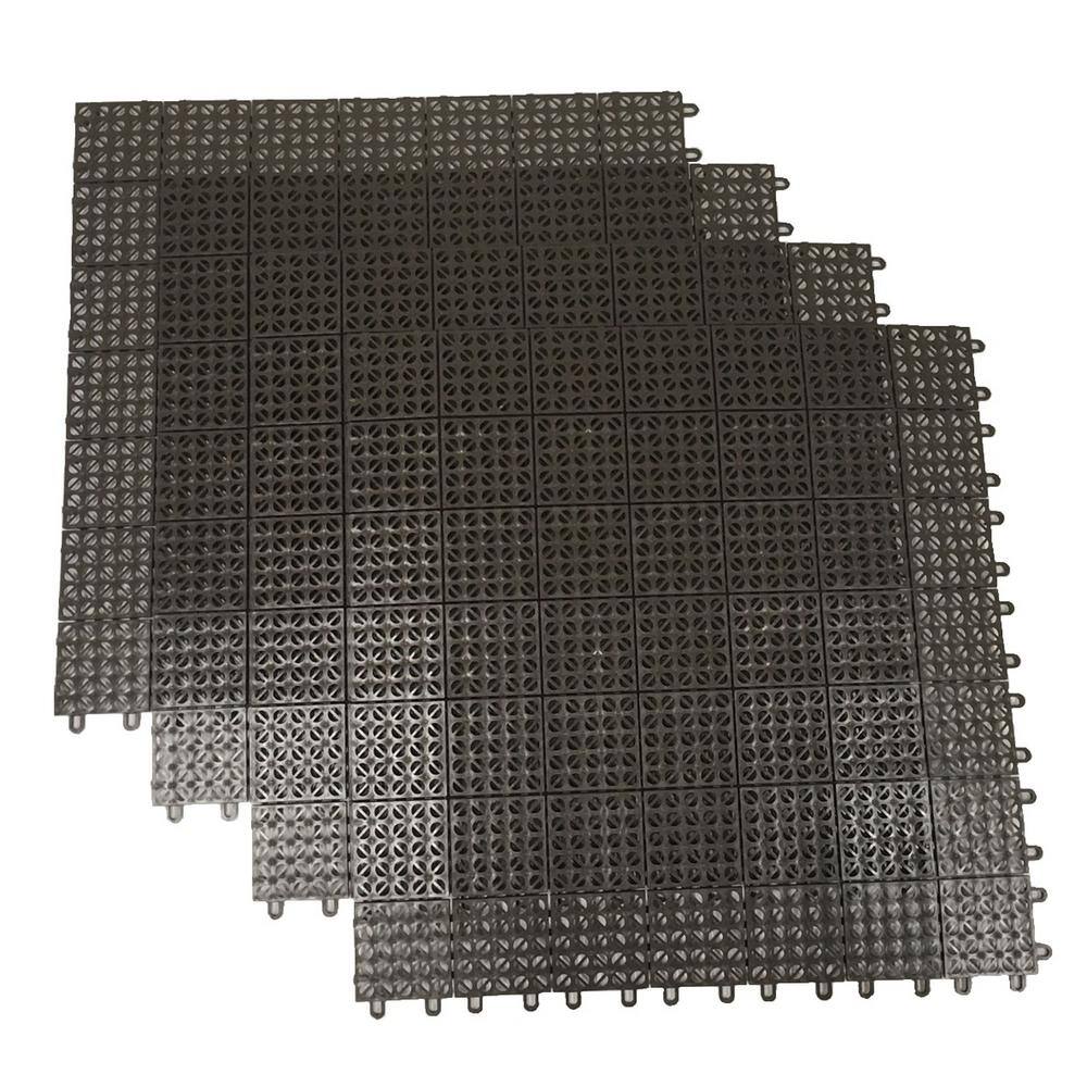 RSI Brown Regenerated 22 in. x 22 in. Polypropylene Interlocking Floor Mat System (Set of 4 Tiles) RSI-IFS-BN-4