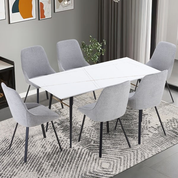 Williamspace Ceramic Dining Table with Marble Pattern