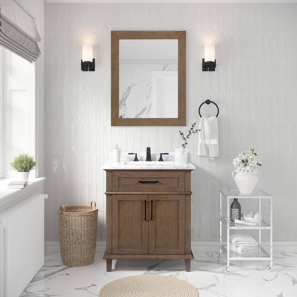 Home Decorators Collection Sonoma 30 in. W x 22 in. D x 34.3 in. H Bath Vanity in Almond Latte with White Carrara Marble Top Sonoma 30AL