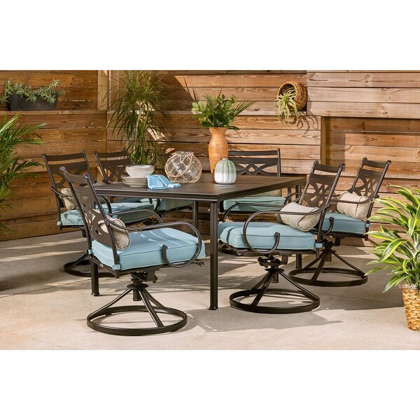 Cambridge Margate 7Piece Dining Set with 6 Swivel Rockers and a 40In. x 67In. Dining Table