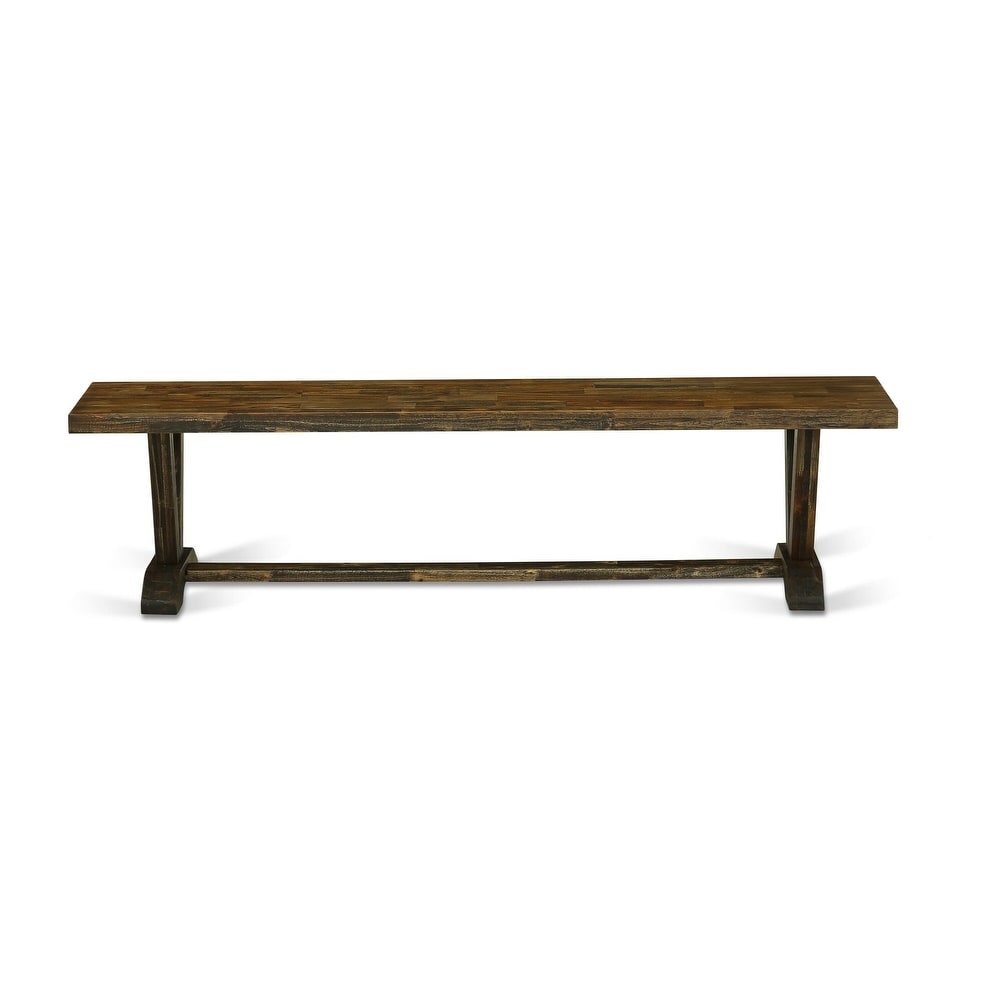 East West Furniture V Style Modern Dining Room Bench with Wooden Seat  72x15x18 Inch(Finish Options)   72