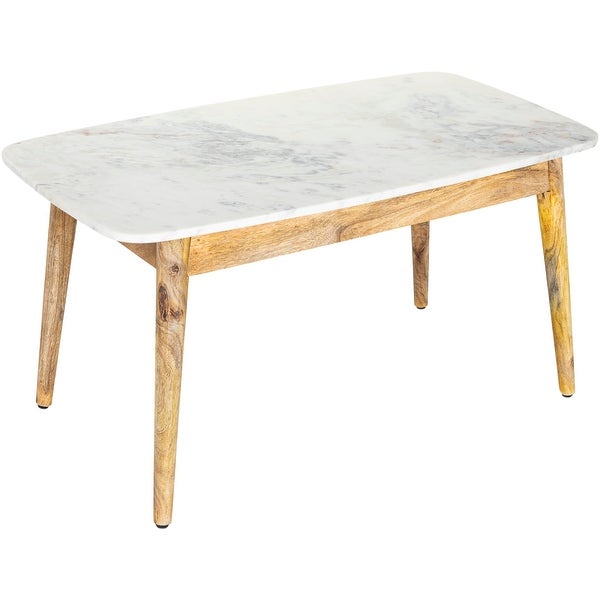 Alenka Marble and Wood 17x47x24-inch Coffee Table - 17